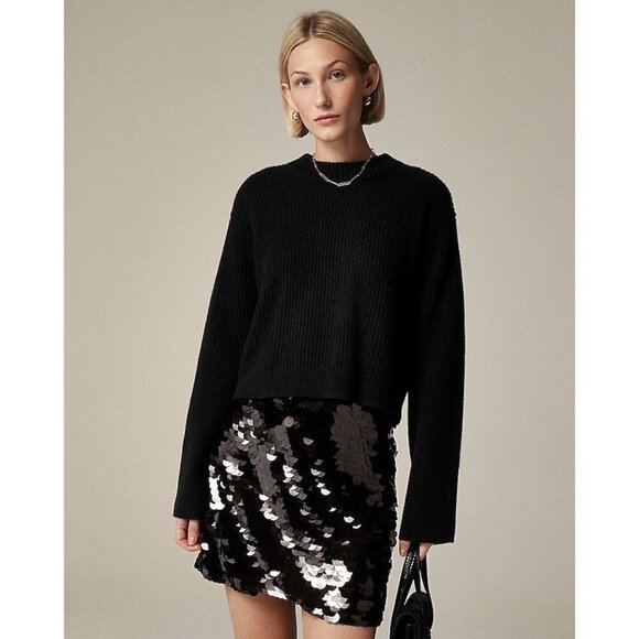 J Crew Collection Womens Skirt Sz 0 Black Circle Sequin Mini Glam NYE Date Night - Picture 1 of 5